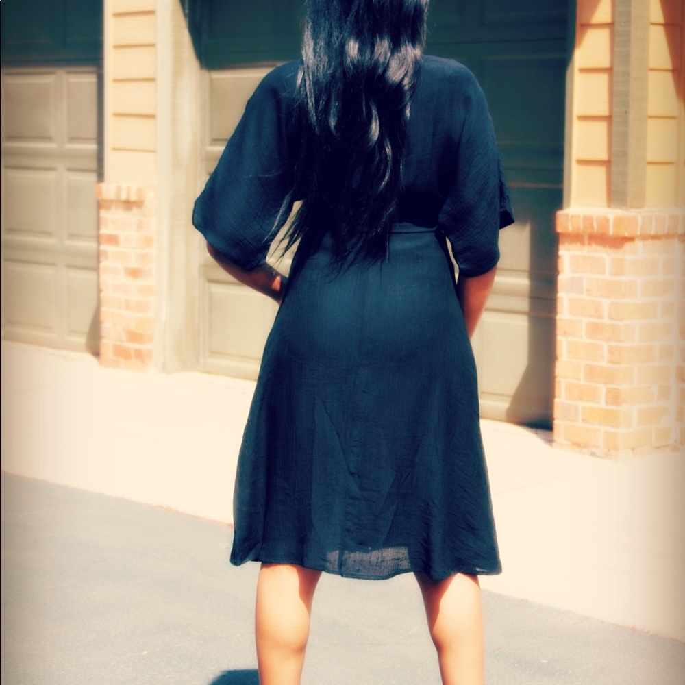 Black Kimono Midi Dress - Picture 2 of 3